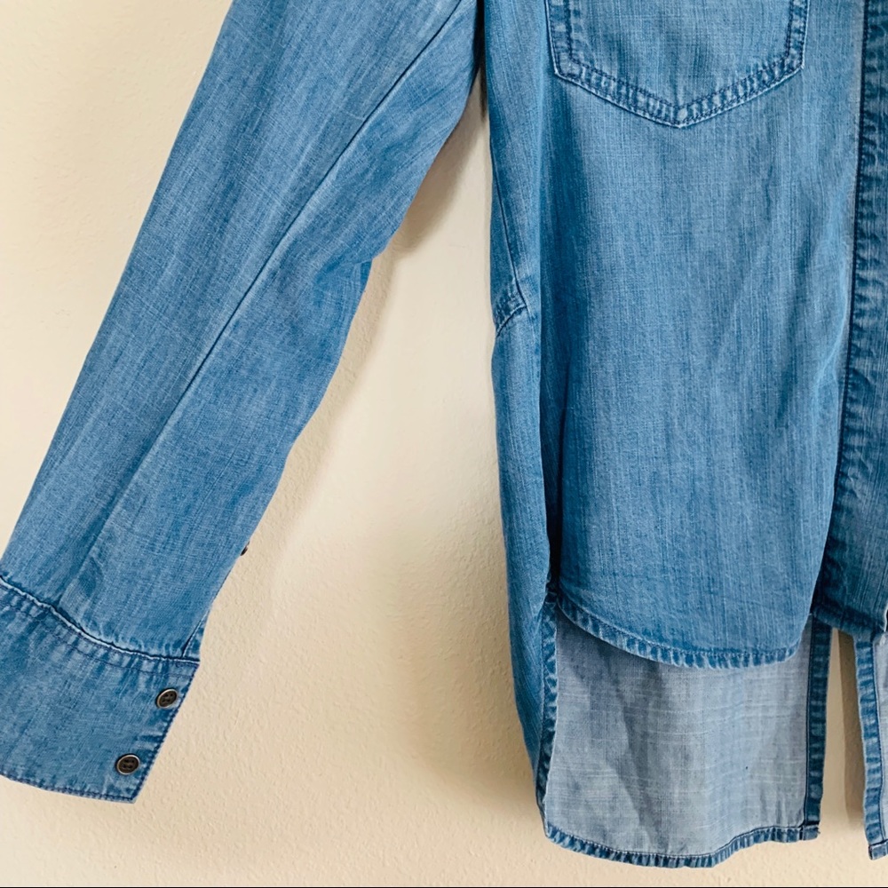 Cloth and Stone Denim Chambray Split Back Top - Picture 3 of 6